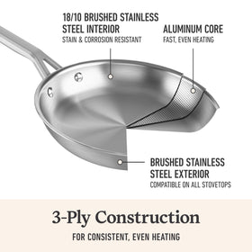 Calphalon aluminum core provides fast, even heat across the cooking surface.
