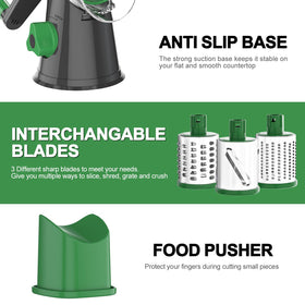 Cambom grater on non-slip base stays stable on counters