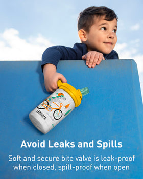 CamelBak Eddy+ Kids leak-proof lid prevents spills in backpacks and desks.