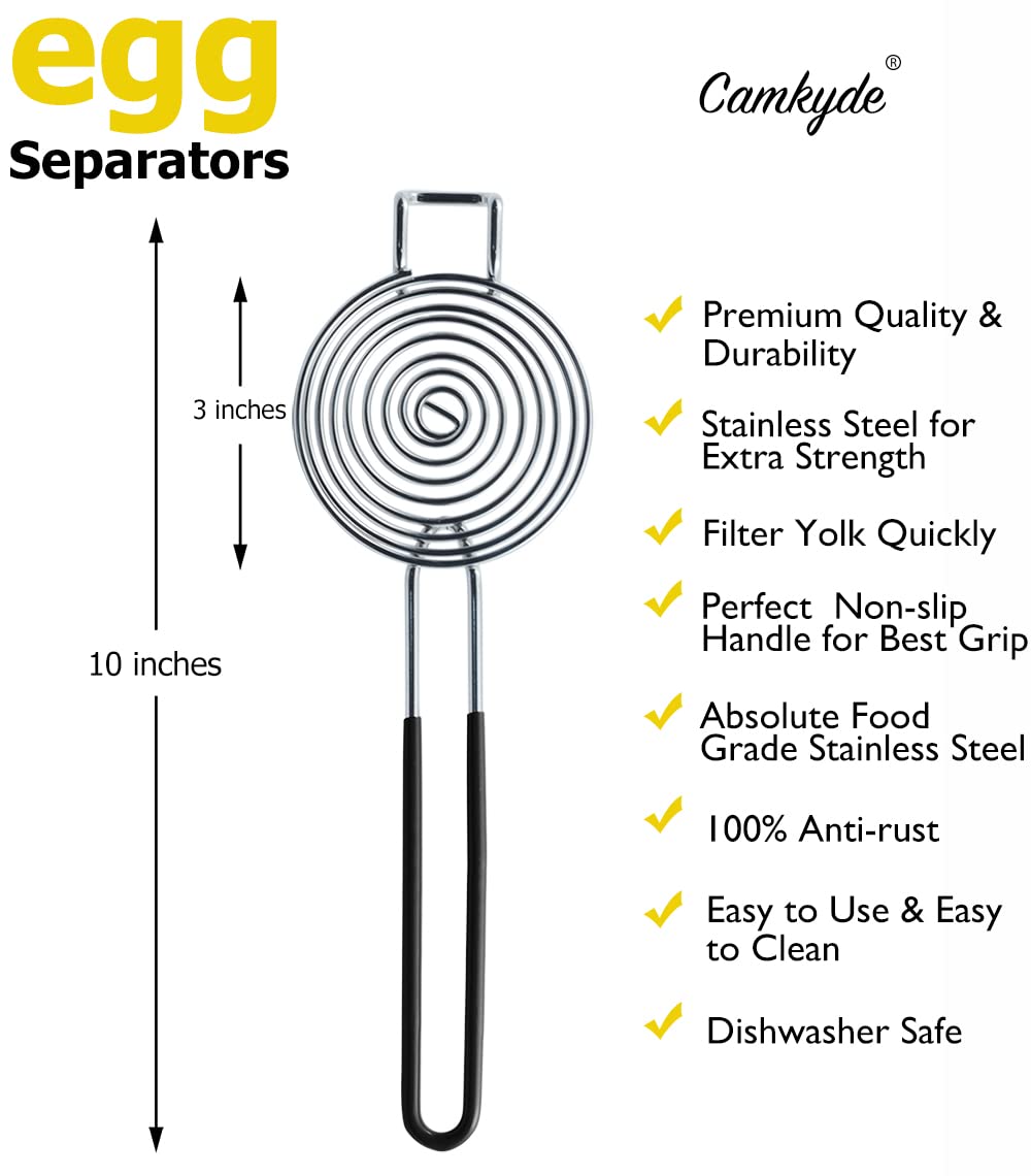 CAMKYDE egg separator with spiral filter for clean yolk separation.