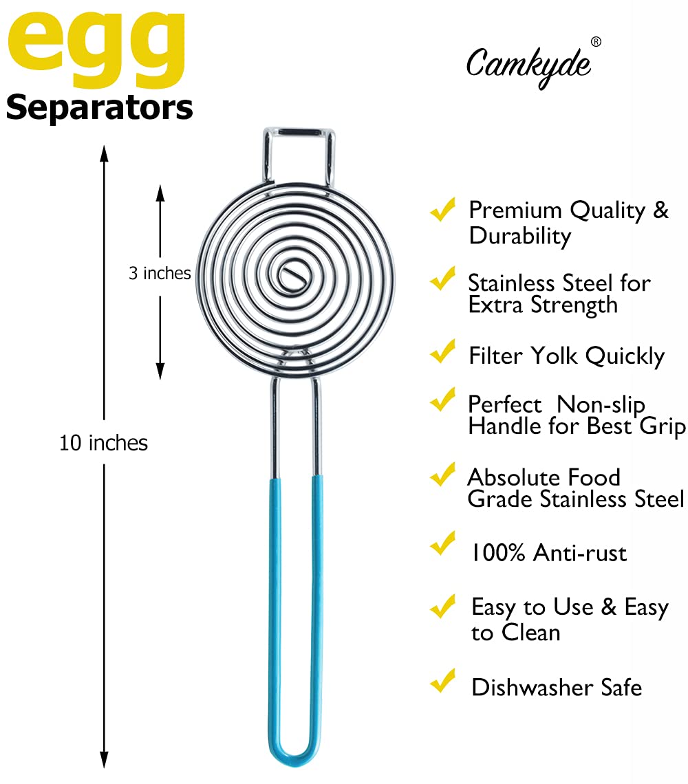 CAMKYDE egg separator blue spiral filter keeps yolk intact