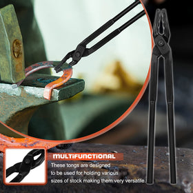 Camoo Steel construction blacksmith tongs offer durable performance under heat.