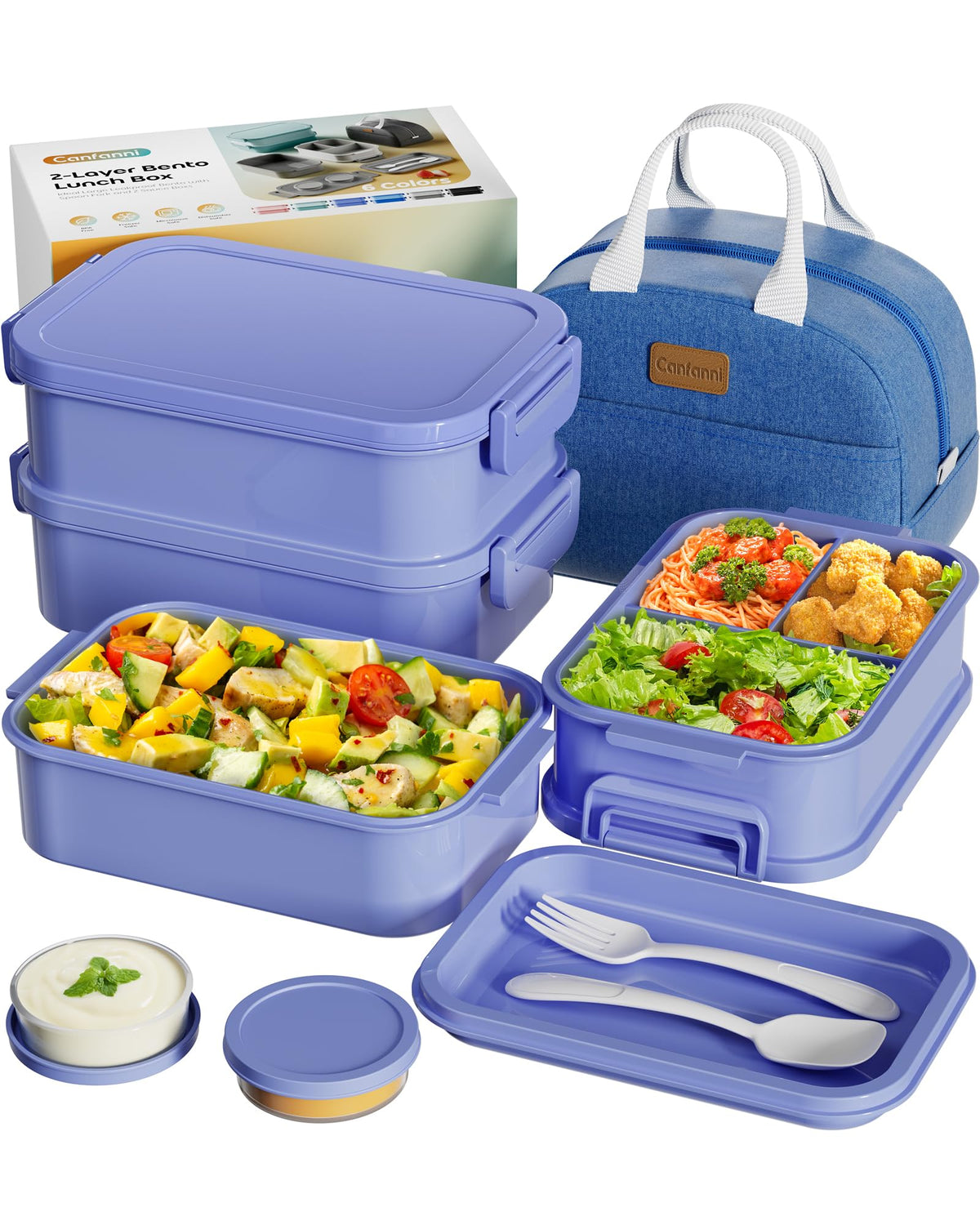 Canfanni adults bento box with three-stack layout for organized meals.