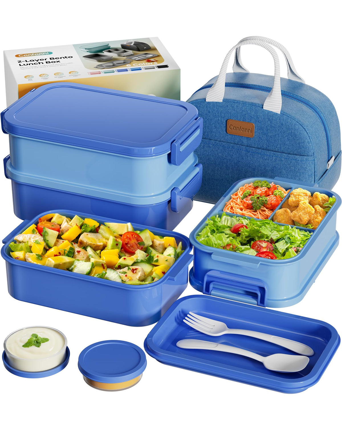 Canfanni Adults Bento Box with 74oz capacity and three layers for organized meals