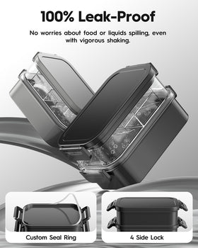 Canfanni Bento Box Astral Black four side-clips secure the lid during transport