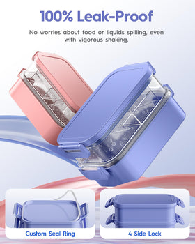 Canfanni bento with silicone seal and four clips prevents leaks.