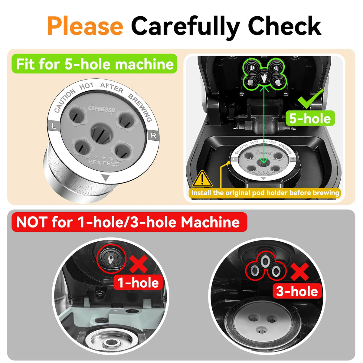 CAPMESSO stainless steel 5-hole lid for even extraction and reduced leakage