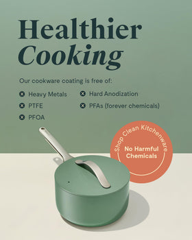 Caraway easy-clean surface ready for quick residue removal after cooking.