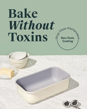 Caraway loaf pan cream front view highlighting contemporary bakeware for clean kitchens.