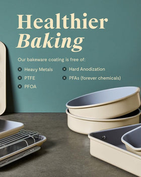 Caraway loaf pan heat rating up to 550F supports high-heat baking.
