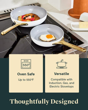 Caraway mini pan featuring PTFE- and PFOA-free coating for safer cooking.