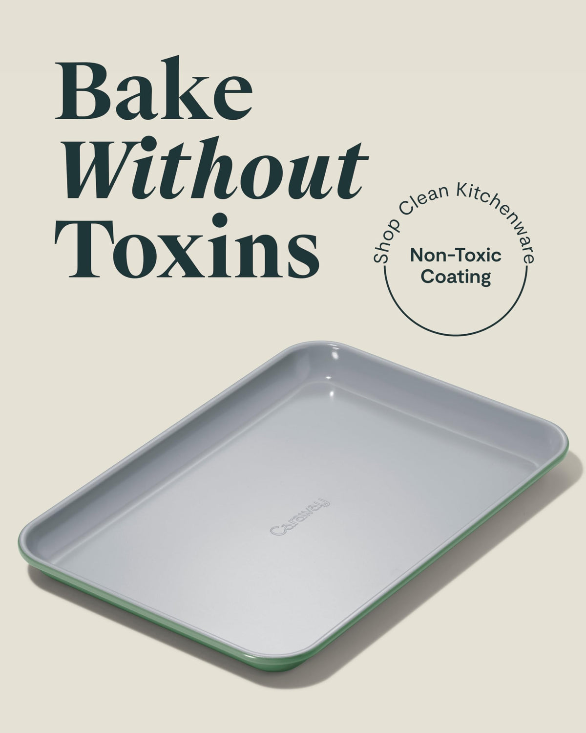 Caraway nonstick ceramic coating close-up highlighting slick surface for easy release.