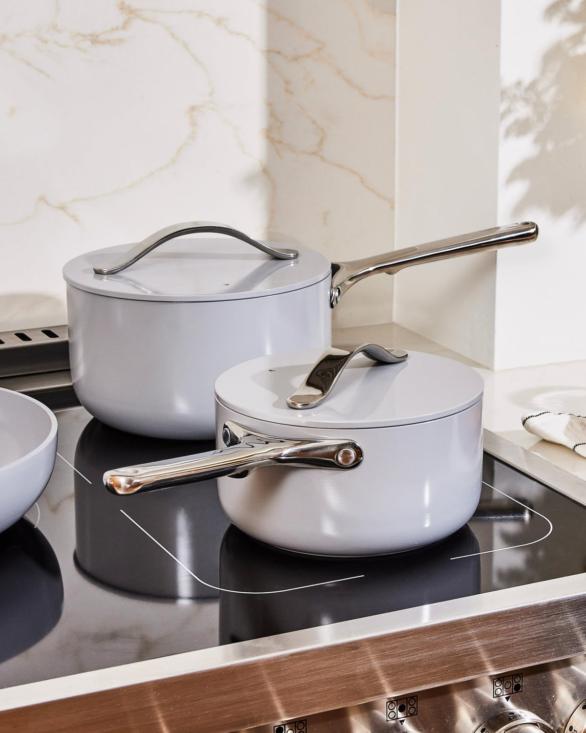 Caraway compact kitchen pan fits cozy spaces without sacrificing capacity.