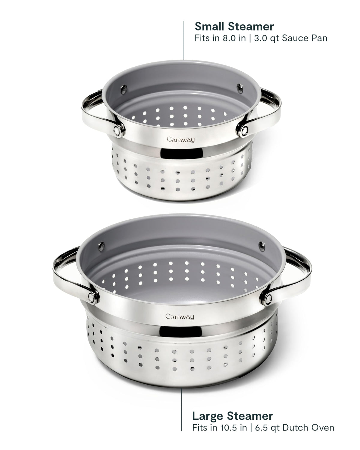 Close-up of Caraway Steamer stainless steel construction