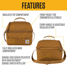 Carhartt lunch box side view with front pocket for utensils and snacks