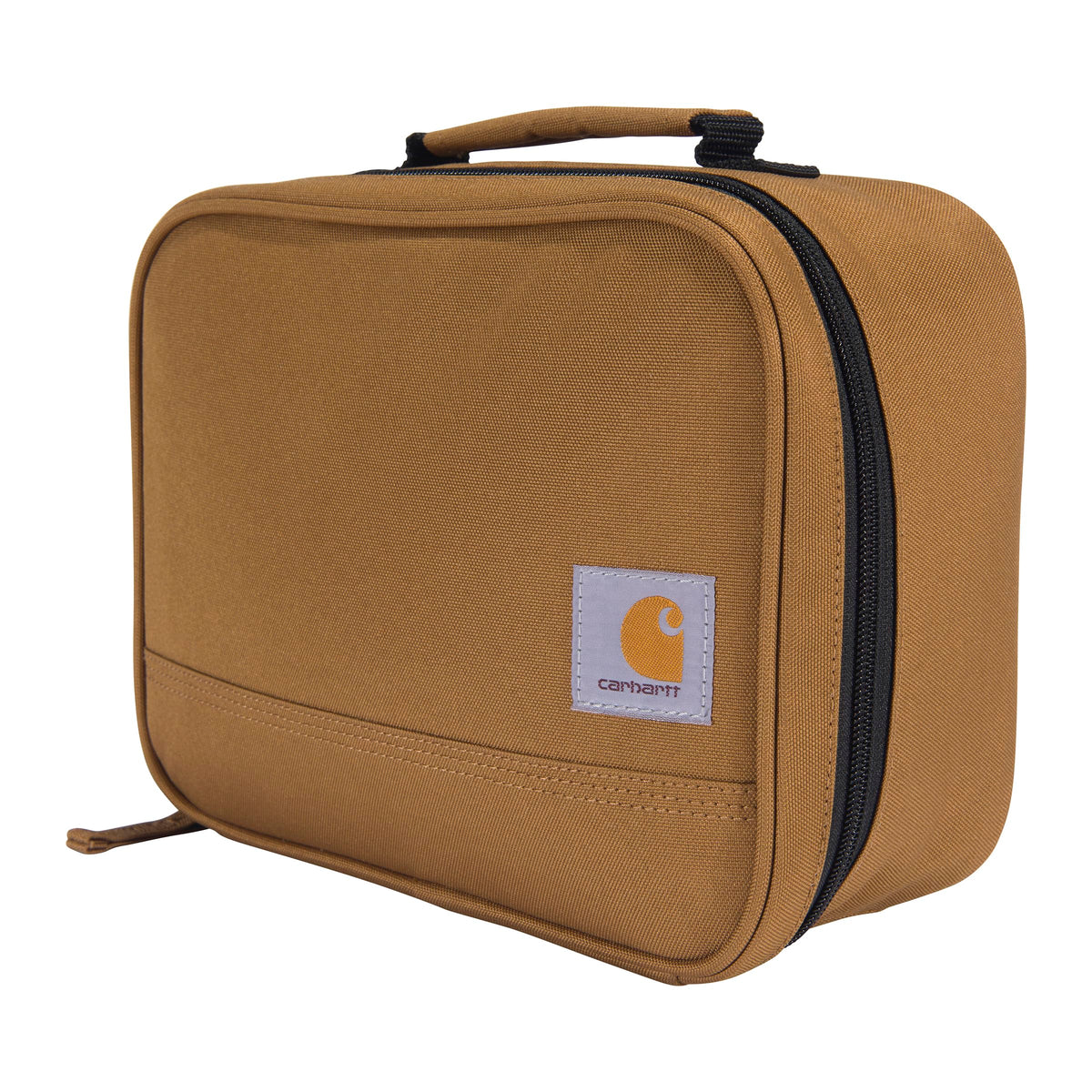 Carhartt insulated lunch cooler front view showing four-can capacity for meals on the go.