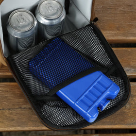 Carhartt insulated lunch cooler compact size fits neatly inside a backpack.