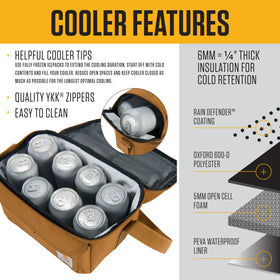 Carhartt bottom compartment keeps beverages cool without soggy snacks.