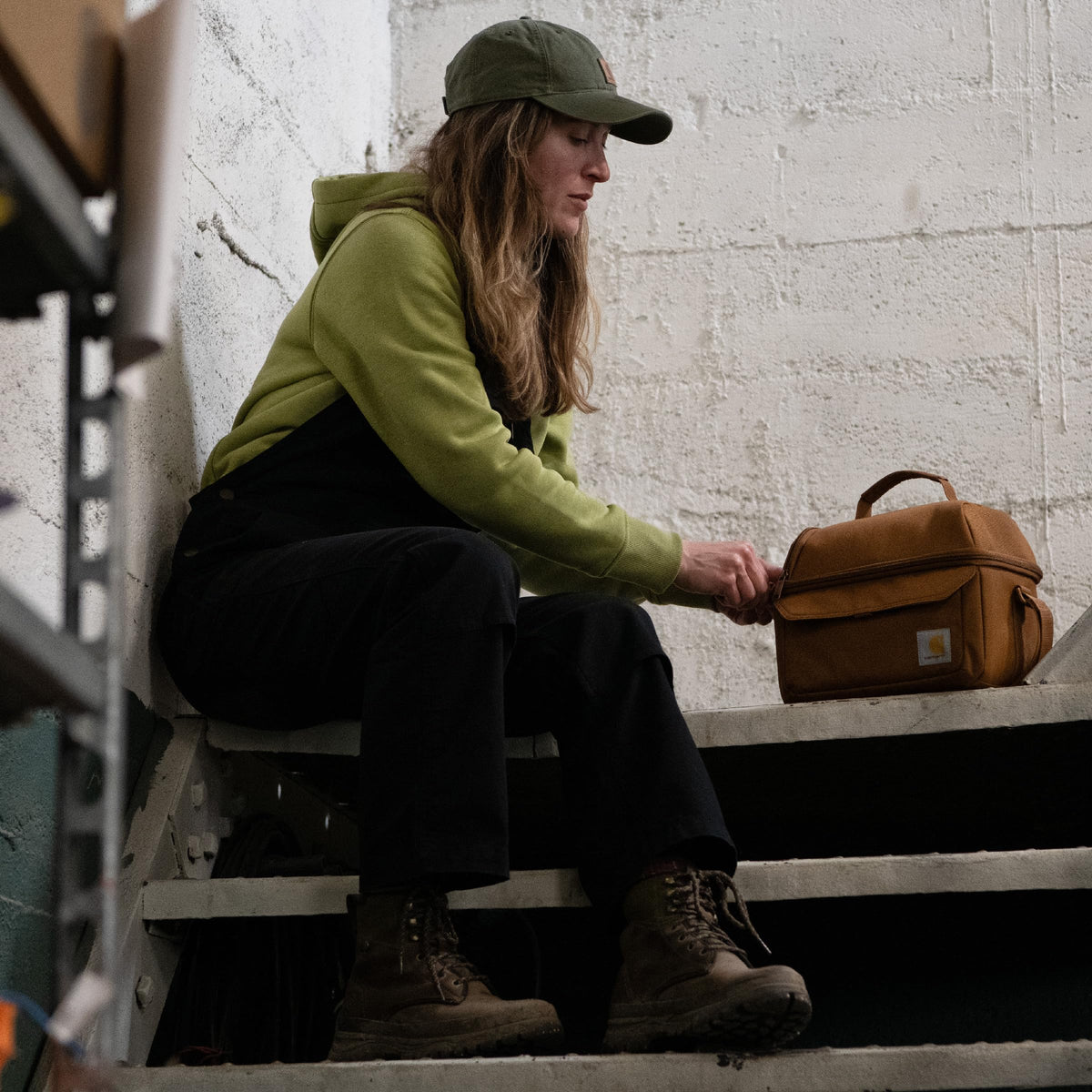 Carhartt top carry handle for quick grabs from locker or bag.