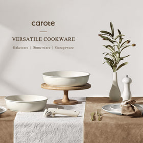 CAROTE detachable handle in use shows seamless transitions between cooking settings.