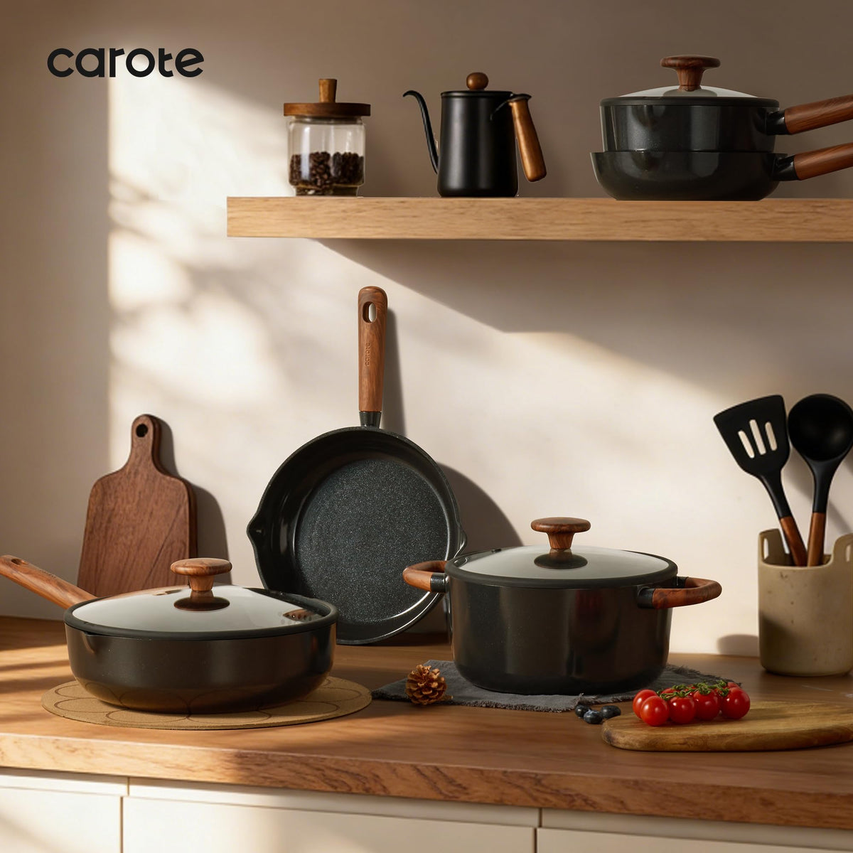 CAROTE 21pcs set: steamer insert for healthy, steamed dishes.