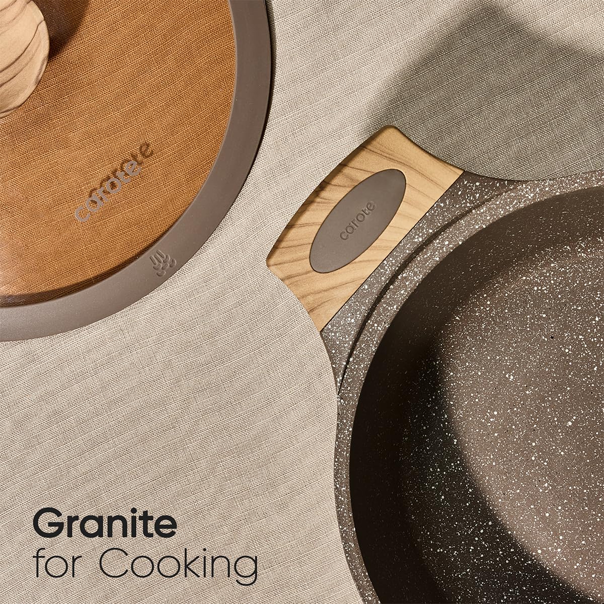 CAROTE easy-clean design demonstrated with quick wipe-down after cooking.