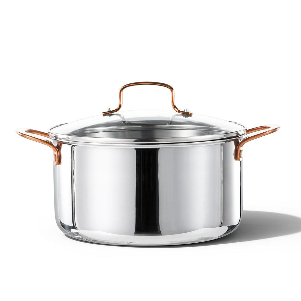 CAROTE 6qt tri-ply stockpot with lid demonstrates rapid boil and even heat.