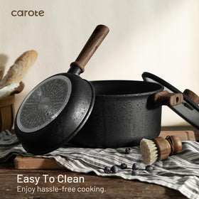CAROTE die-cast aluminum construction provides even heat distribution across recipes.