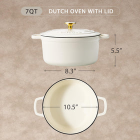 CAROTE enameled Dutch oven lid in cream white seals flavors during cooking.