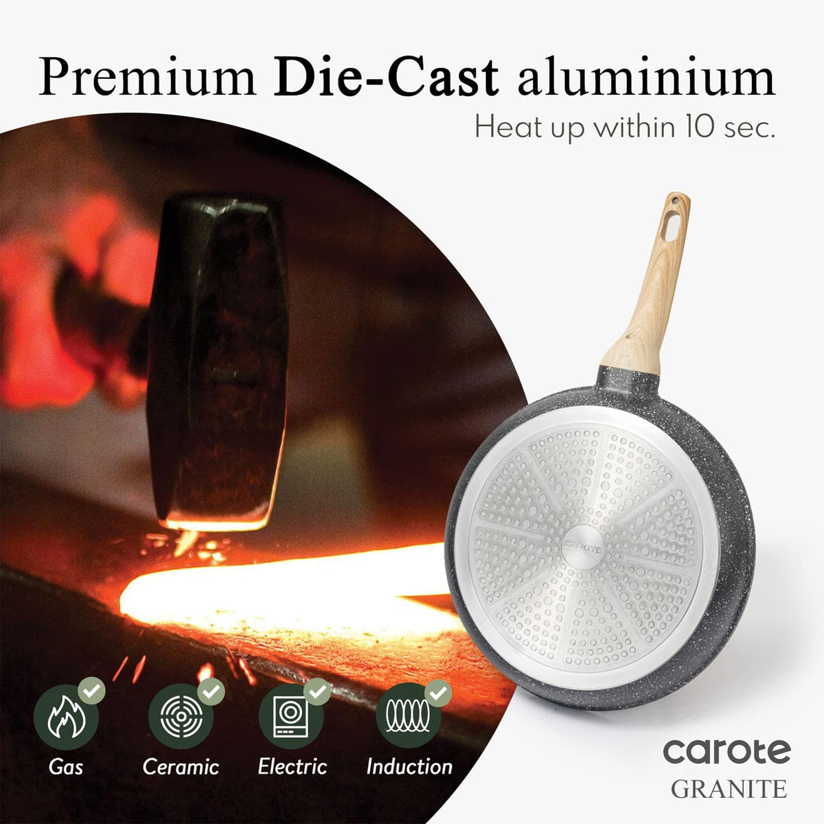 CAROTE glass lid lets you monitor cooking safely