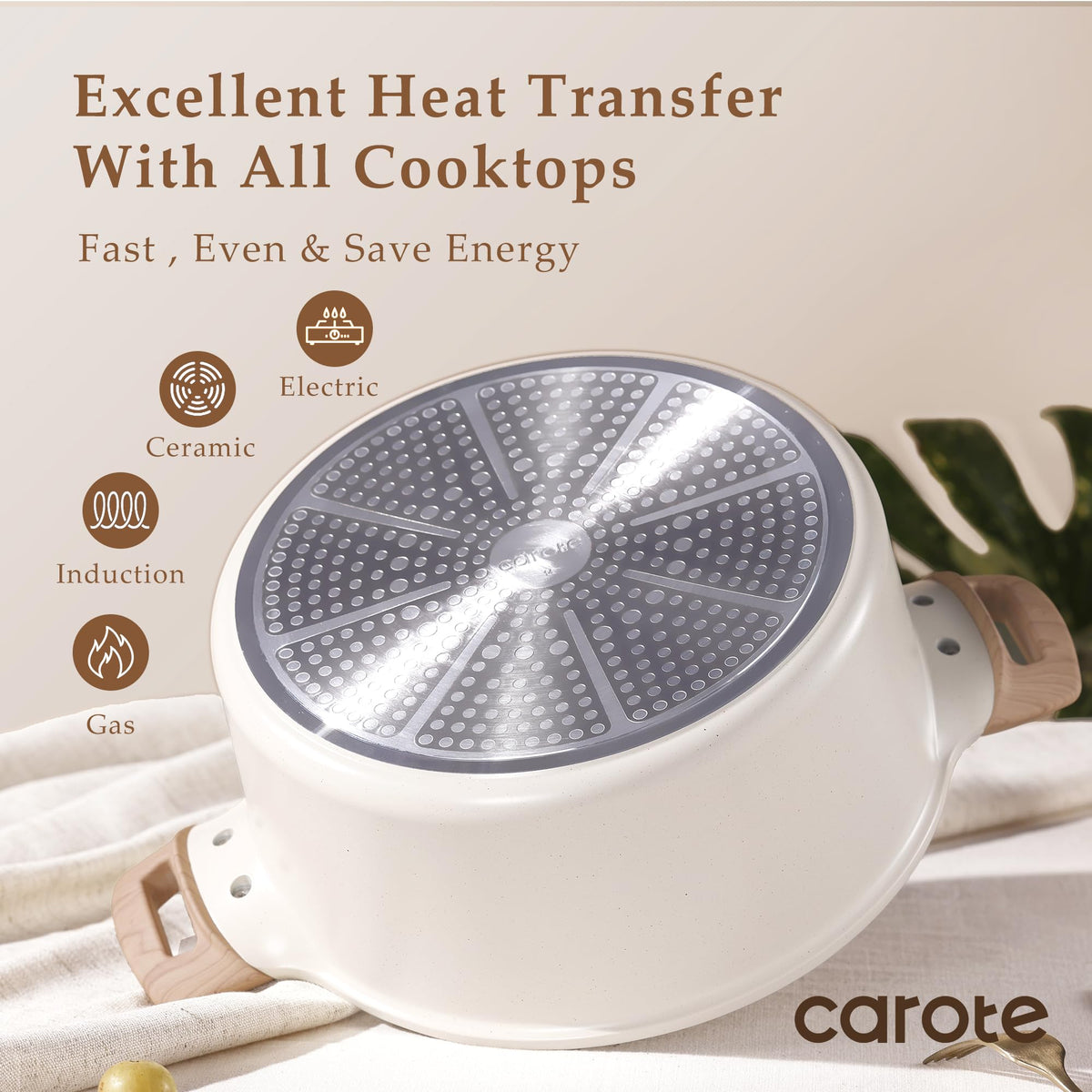 CAROTE nonstick coating closeup – durable, PFOA-free surface.