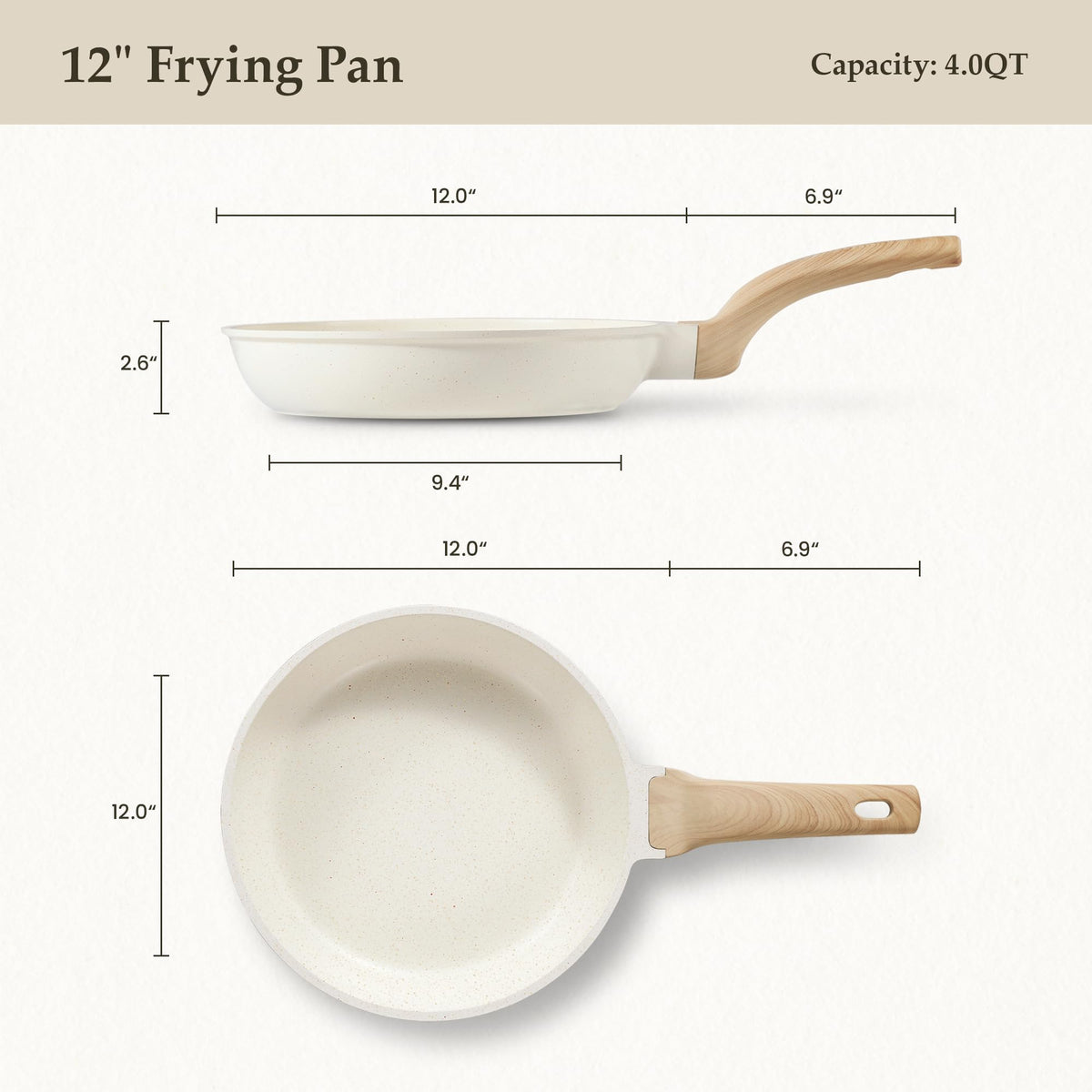 CAROTE omelet pan cream, eggs sizzling for fluffy breakfasts with less oil.