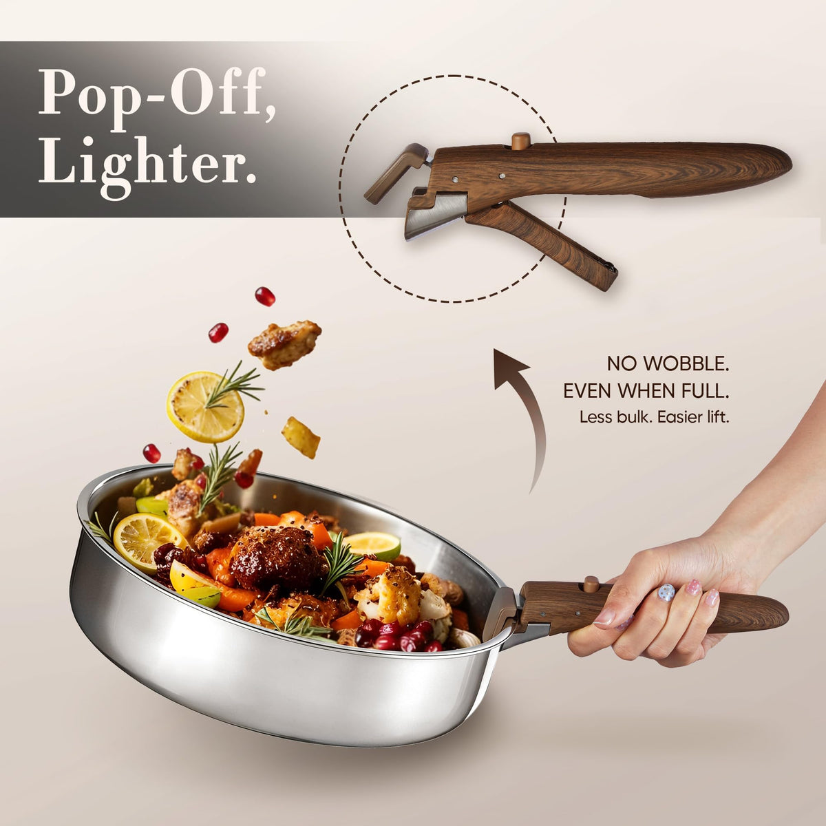 CAROTE oven-safe cookware lets you finish dishes in one set.