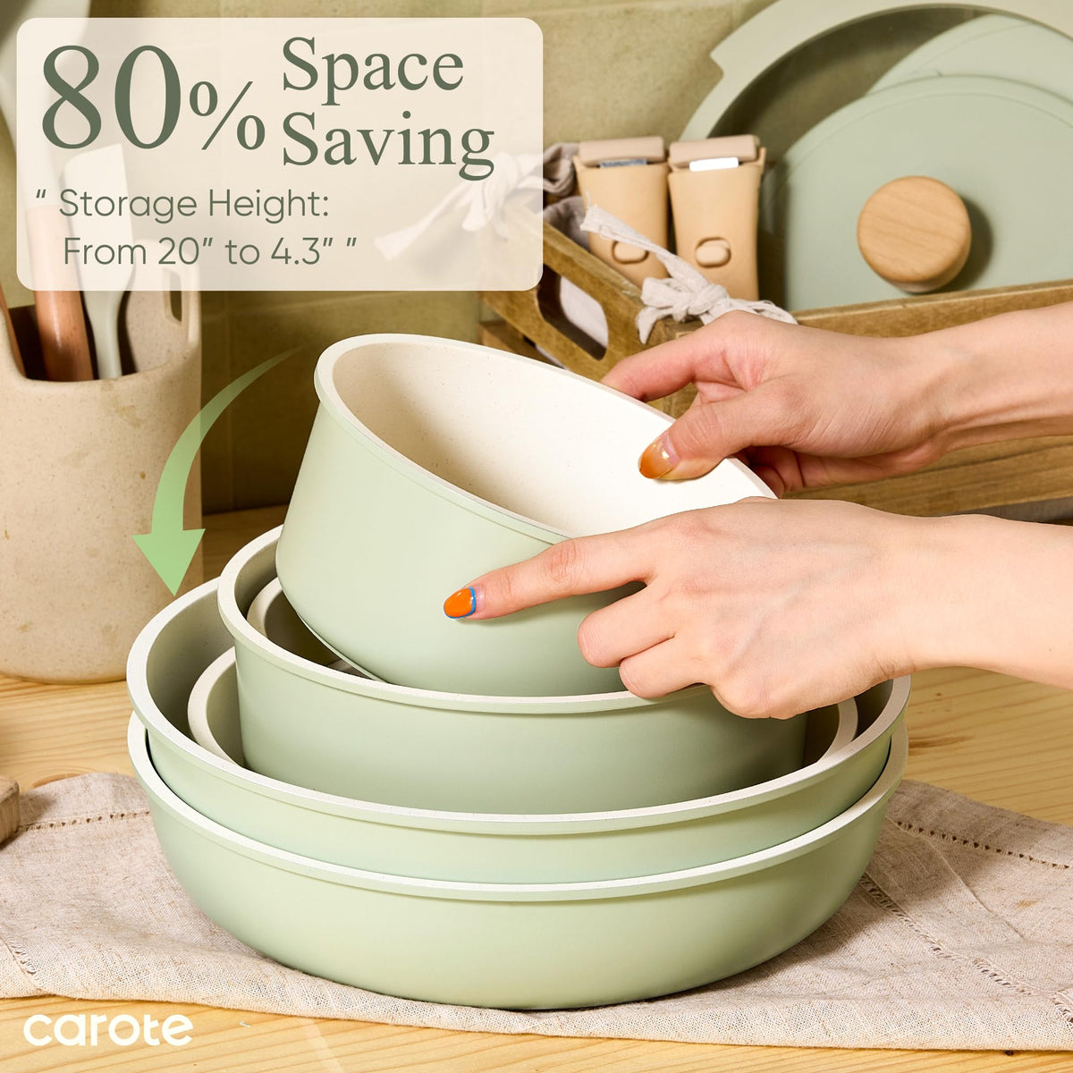 CAROTE 10-inch silicone lid matching cookware
