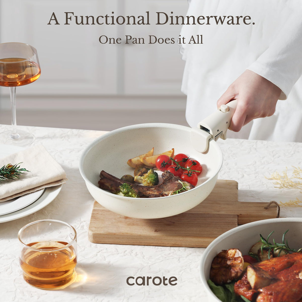 Carote stackable set saves space in compact kitchens and RV layouts.