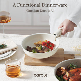 Carote stackable set saves space in compact kitchens and RV layouts.