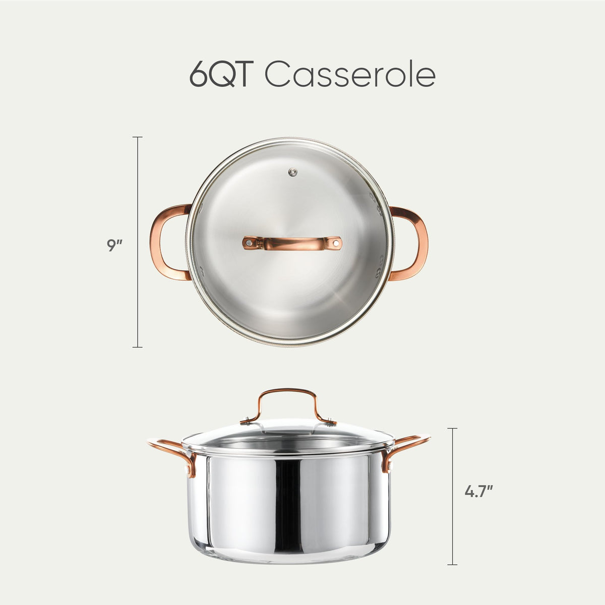 CAROTE stockpot side view highlights sturdy handles for safe lifting.
