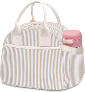 Carry bloom corduroy lunch bag with front pocket for utensils