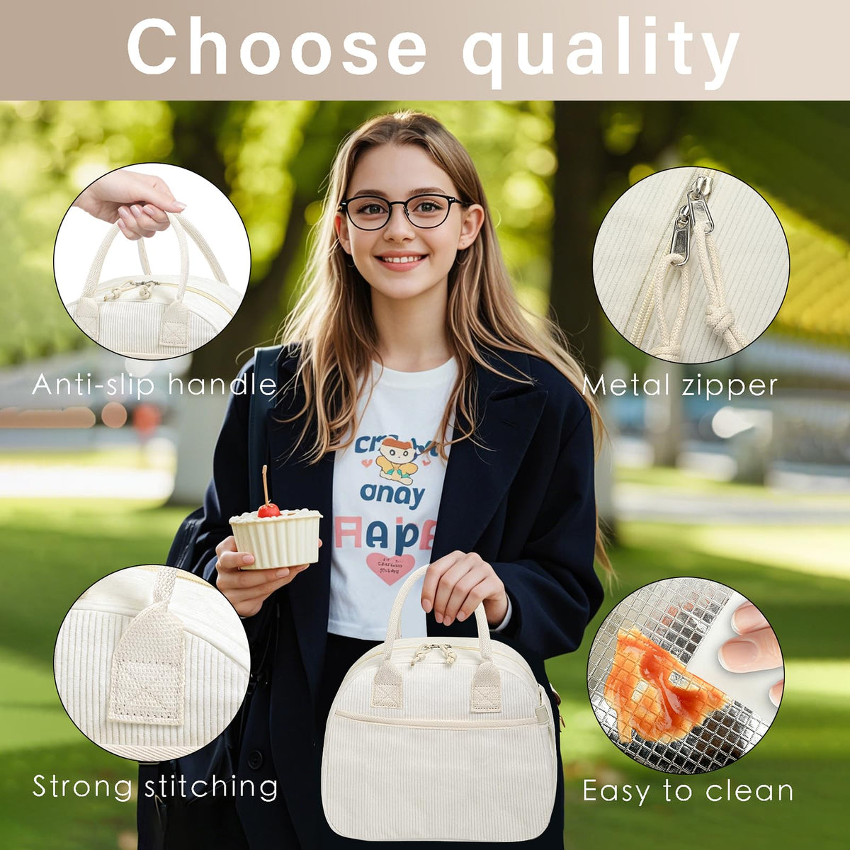 Carry bloom durable zippers provide reliable closure