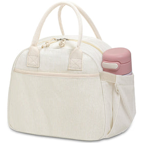 Carry bloom lunch bag front pocket for easy utensil storage.