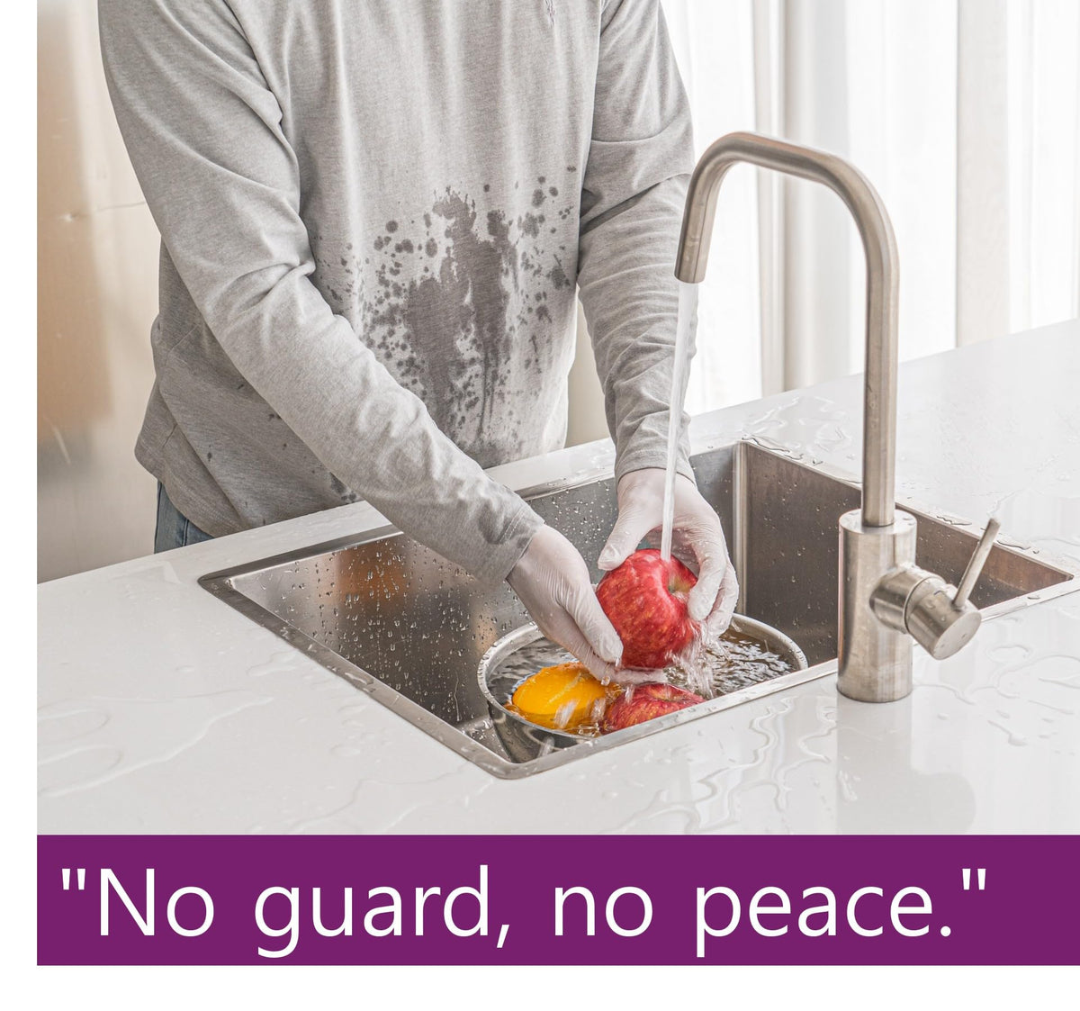 Casa Starlet modern kitchen splash guard blends with decor and blocks water.