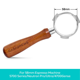 Casabrews stainless steel portafilter head indicating durable construction