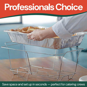 Caterpax chafer rack holding two half-size pans for flexible buffet lines.