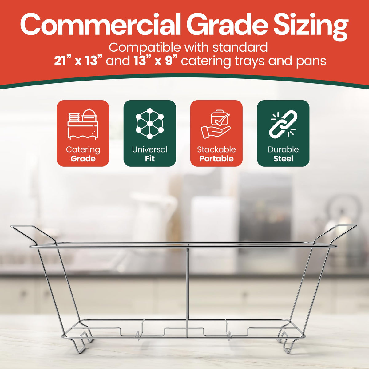 Caterpax chafer rack is dishwasher safe and corrosion resistant.
