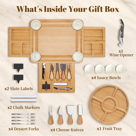 CAWIU Charcuterie Board with hidden drawers keeps utensils neatly organized during gatherings.