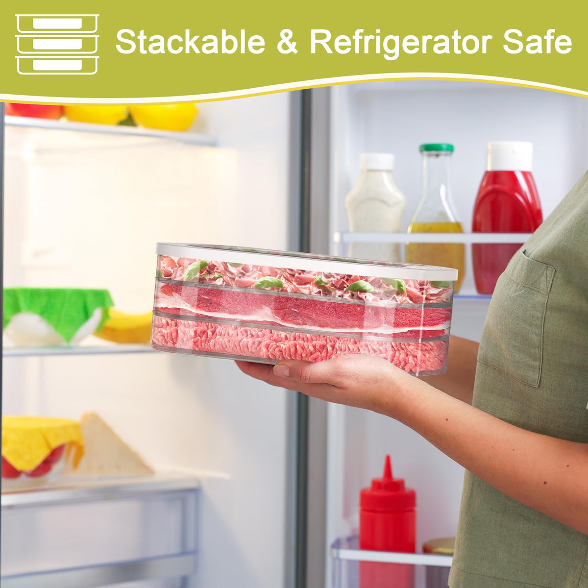 Cecnamt airtight lid preserves aroma and freshness for meal prep portions.