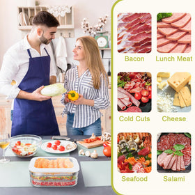 Cecnamt storage boxes with two lids keep cold cuts organized and fresh.