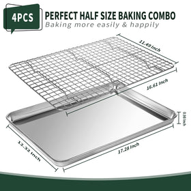 CEKEE stainless steel baking tray with rack, rust-resistant and warp-proof for long-lasting use.