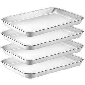 CEKEE four-piece stainless steel baking sheets set with compact small-size design for cookies