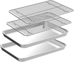 CEKEE half sheet pan with rack set, 18x12 inch, even heat distribution for consistent baking.